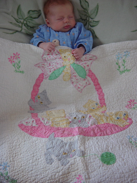 Debbie's baby quilt made by her Grandma Casey